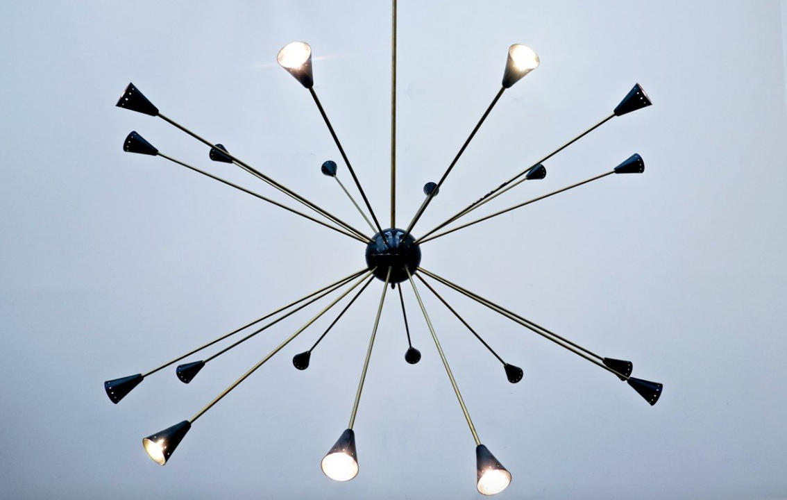 1960 Sputnik brass and metal ceiling light