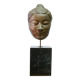 Buddha head sculpture, marble base