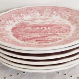 6 Italian English porcelain dessert plates: Swiss Landscape