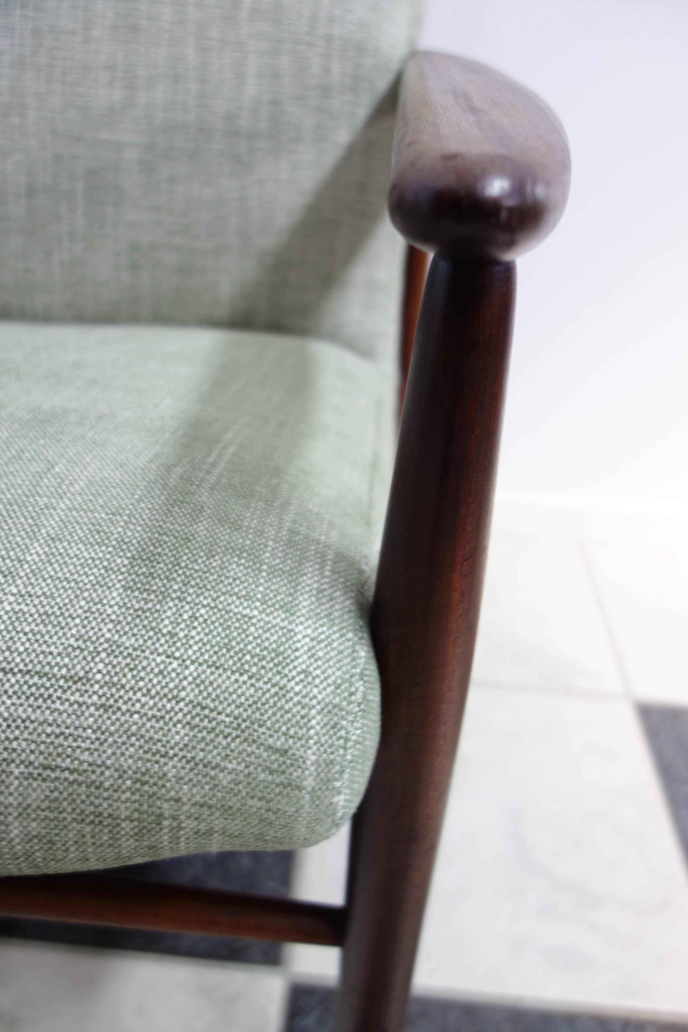 Danish teak 2 seat sofa green upholstery