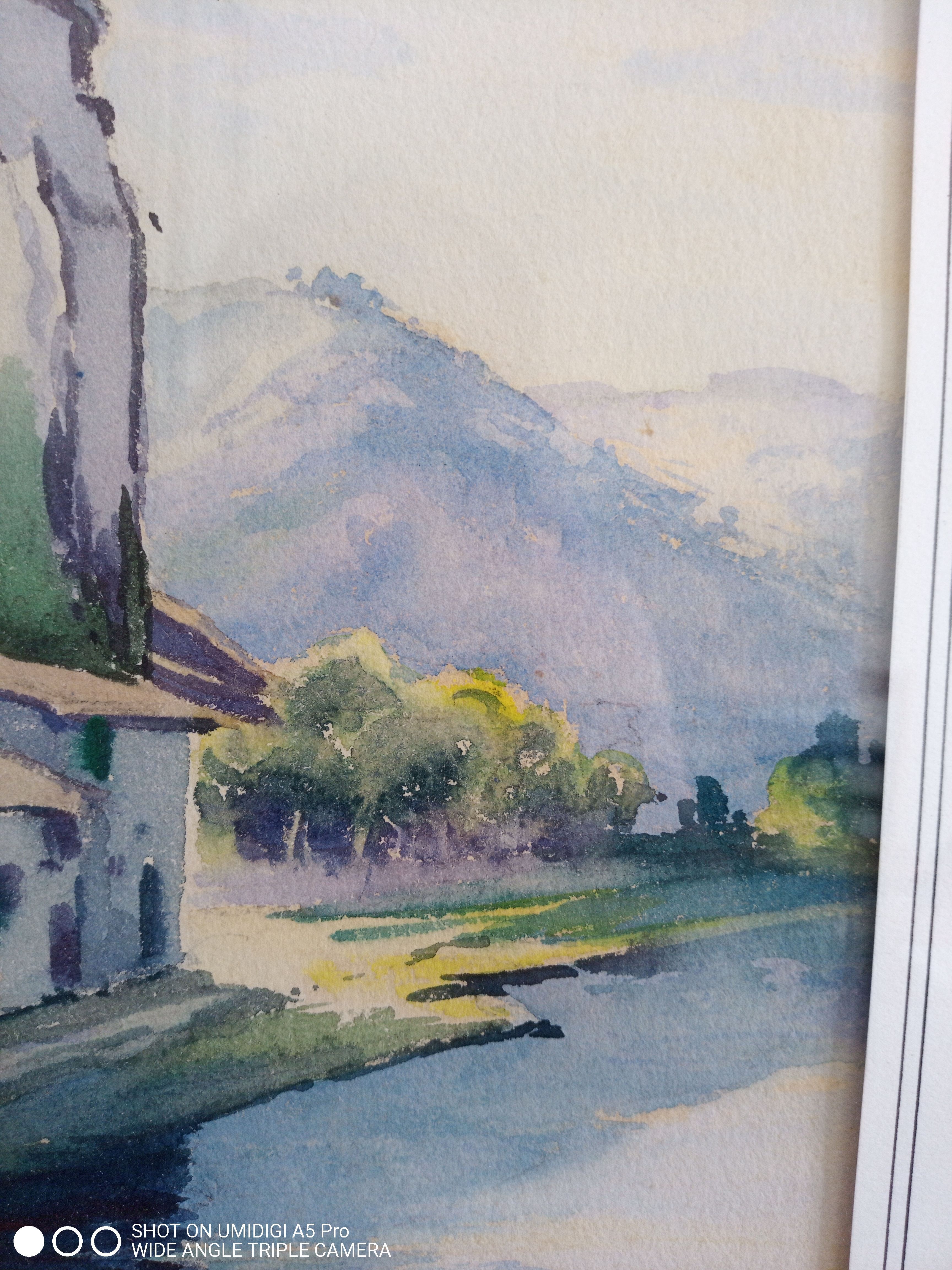 Watercolor signed, artist label on the back Valence, André Raynaud