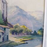 Watercolor signed, artist label on the back Valence, André Raynaud