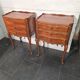 Pair of Louis XV style bedside tables in cherry wood marquetry.