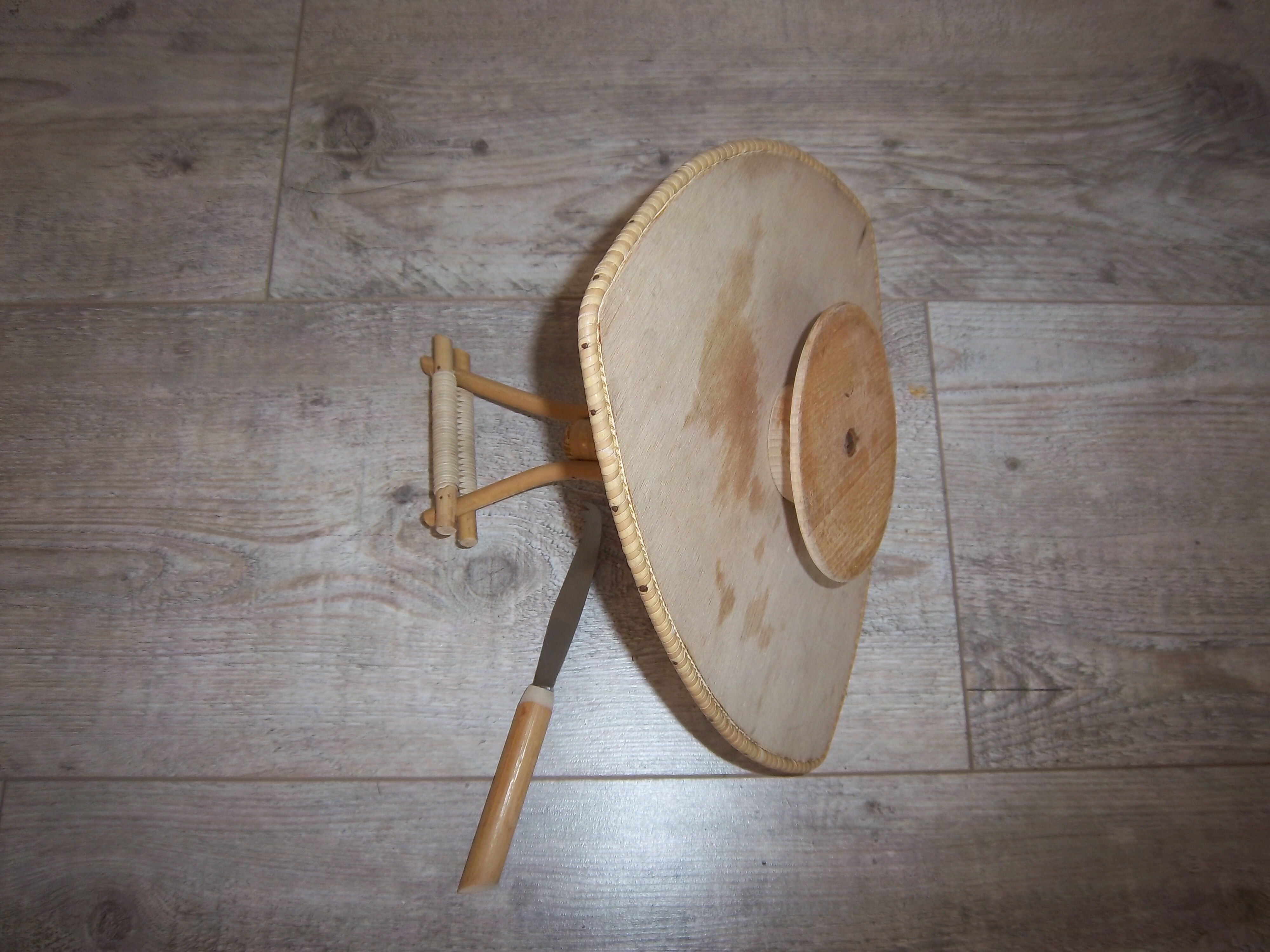 Cheese 1960 vintage rattan tray