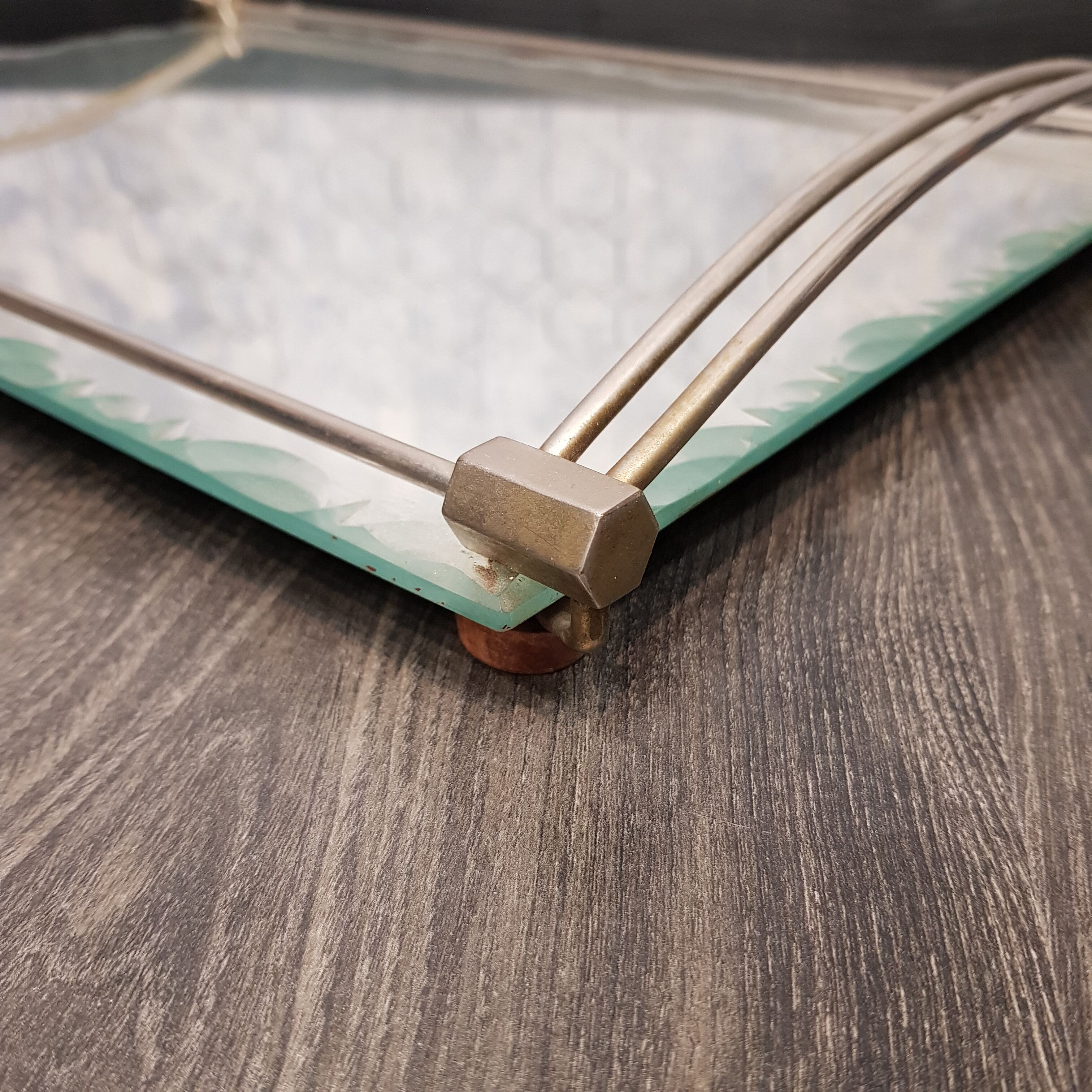 Mirror and metal tray