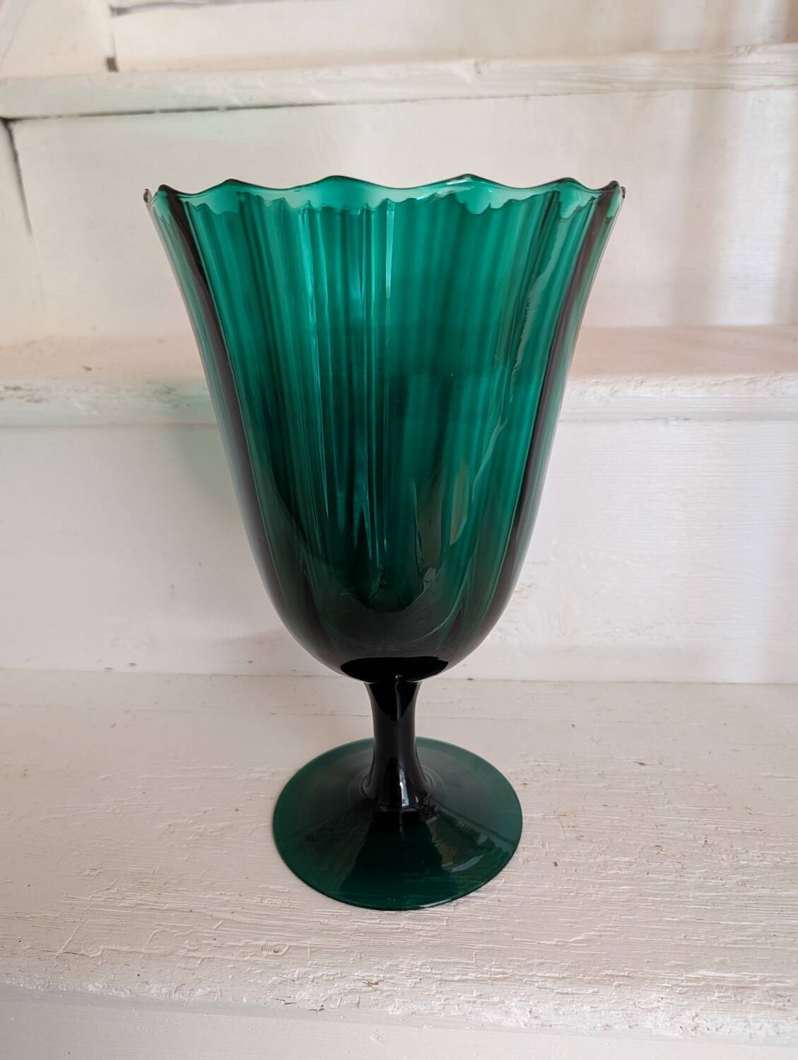 Green chalice vase from the 1970s.