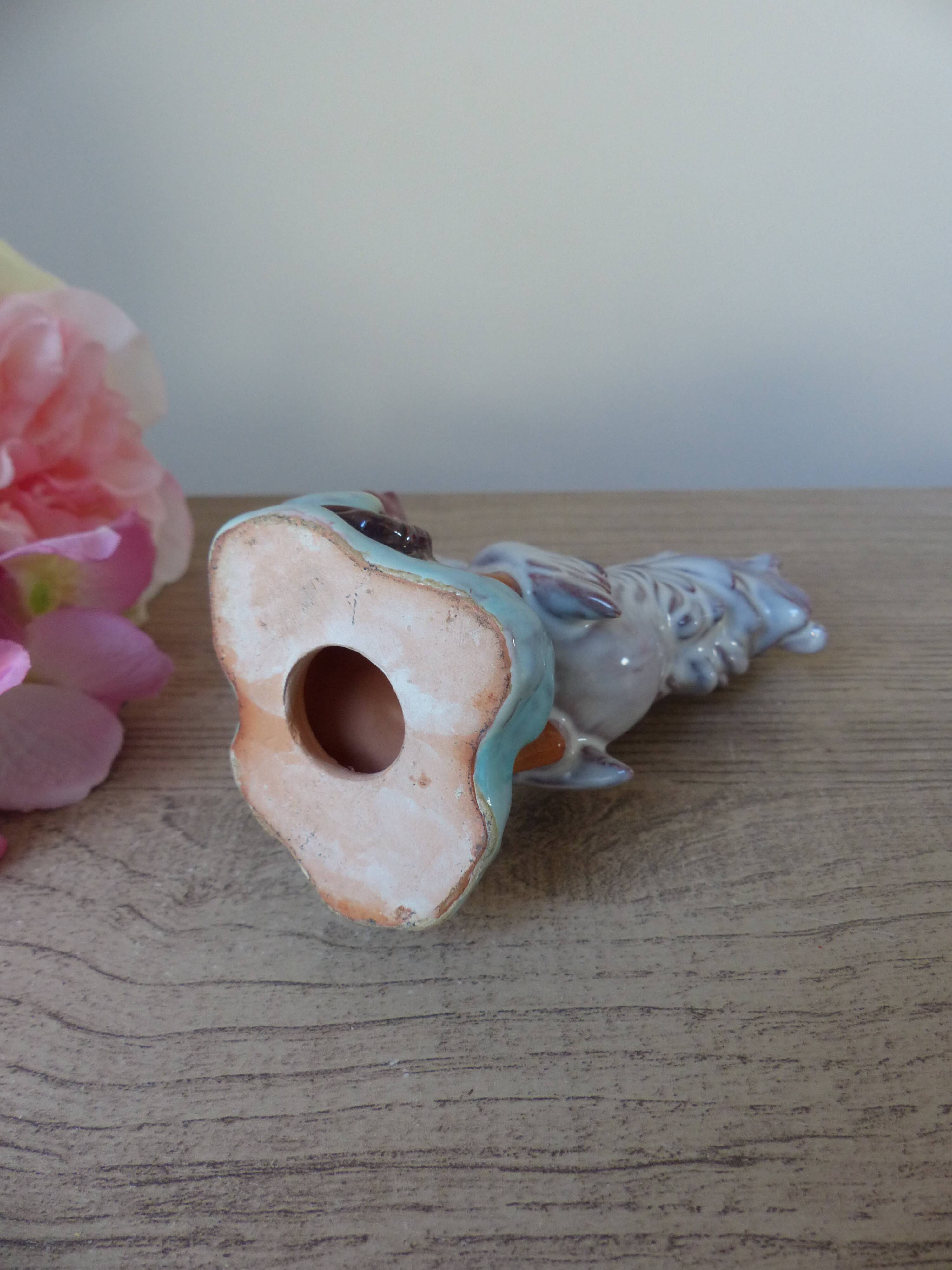 Pottery rooster figurine, rooster statuette, vintage country house decoration