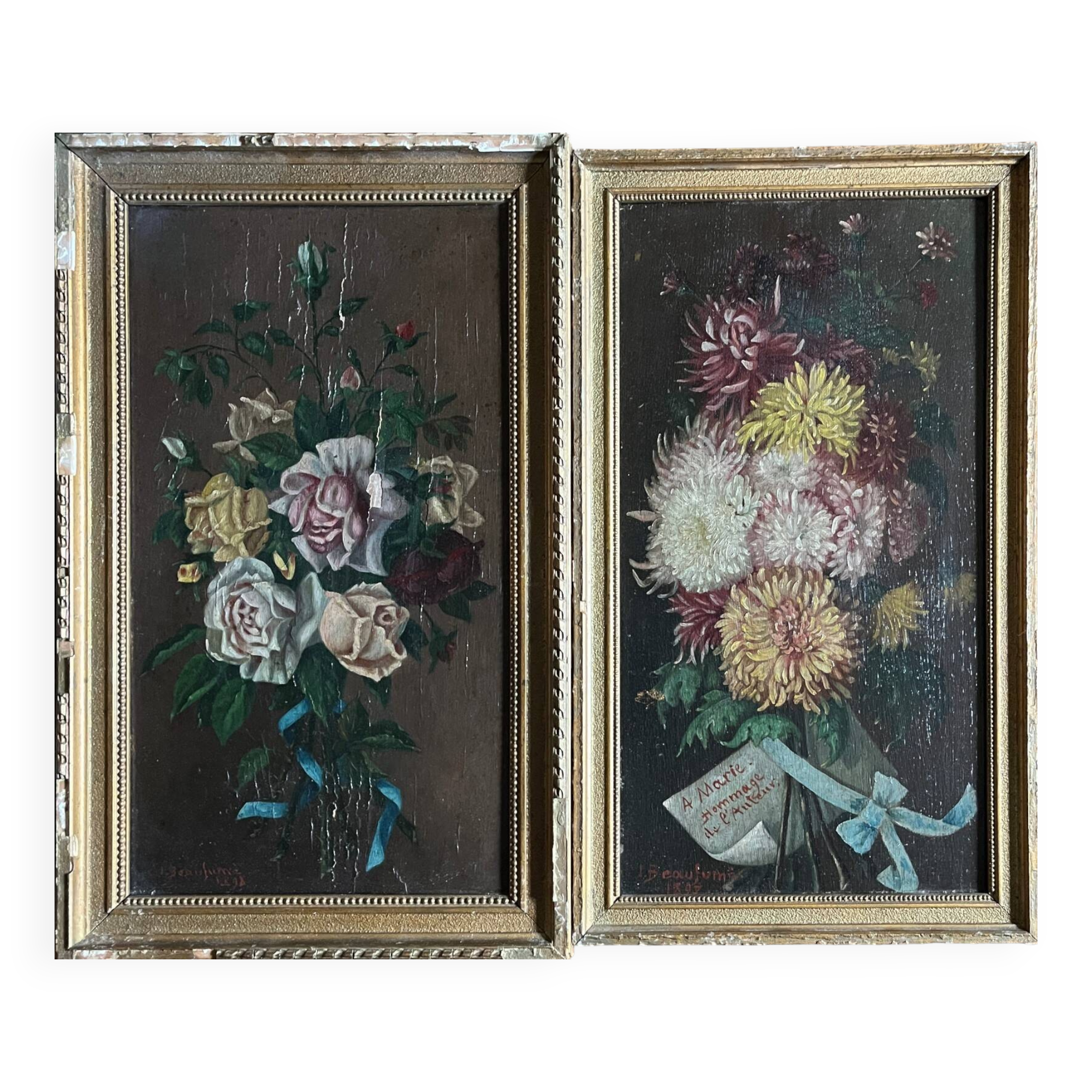 Paintings during HSP Flowers 1897 signed for restoration
