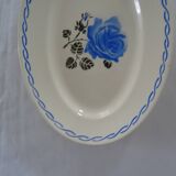 Oval flat earthenware blue flowers 519112 Badonviller