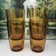 set of 4 amber yellow glasses from the 70s, signed France