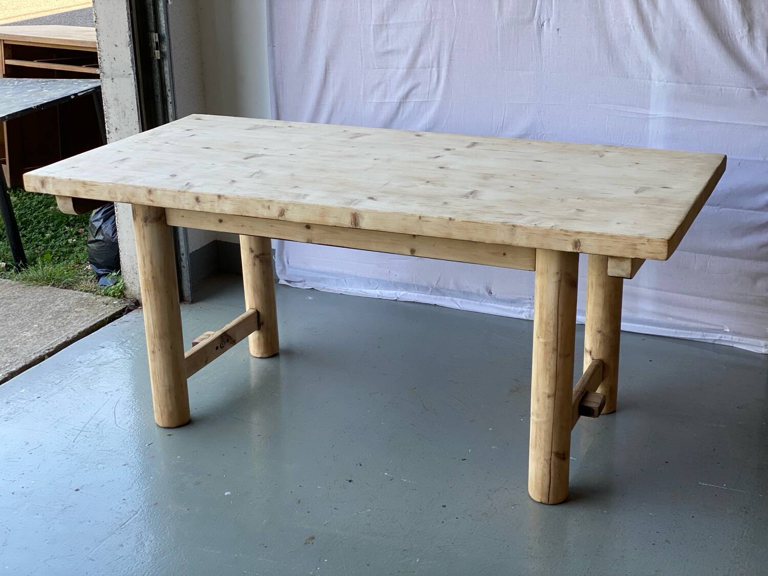 Vintage Farmhouse Dining Table Solid Wood Refurbished 170cm