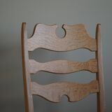 Set of 4 "Razorblade" high back chairs in oak & boucle, Henning Kjærnulf, 1960s