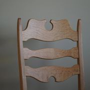 Set of 4 "Razorblade" high back chairs in oak & boucle, Henning Kjærnulf, 1960s