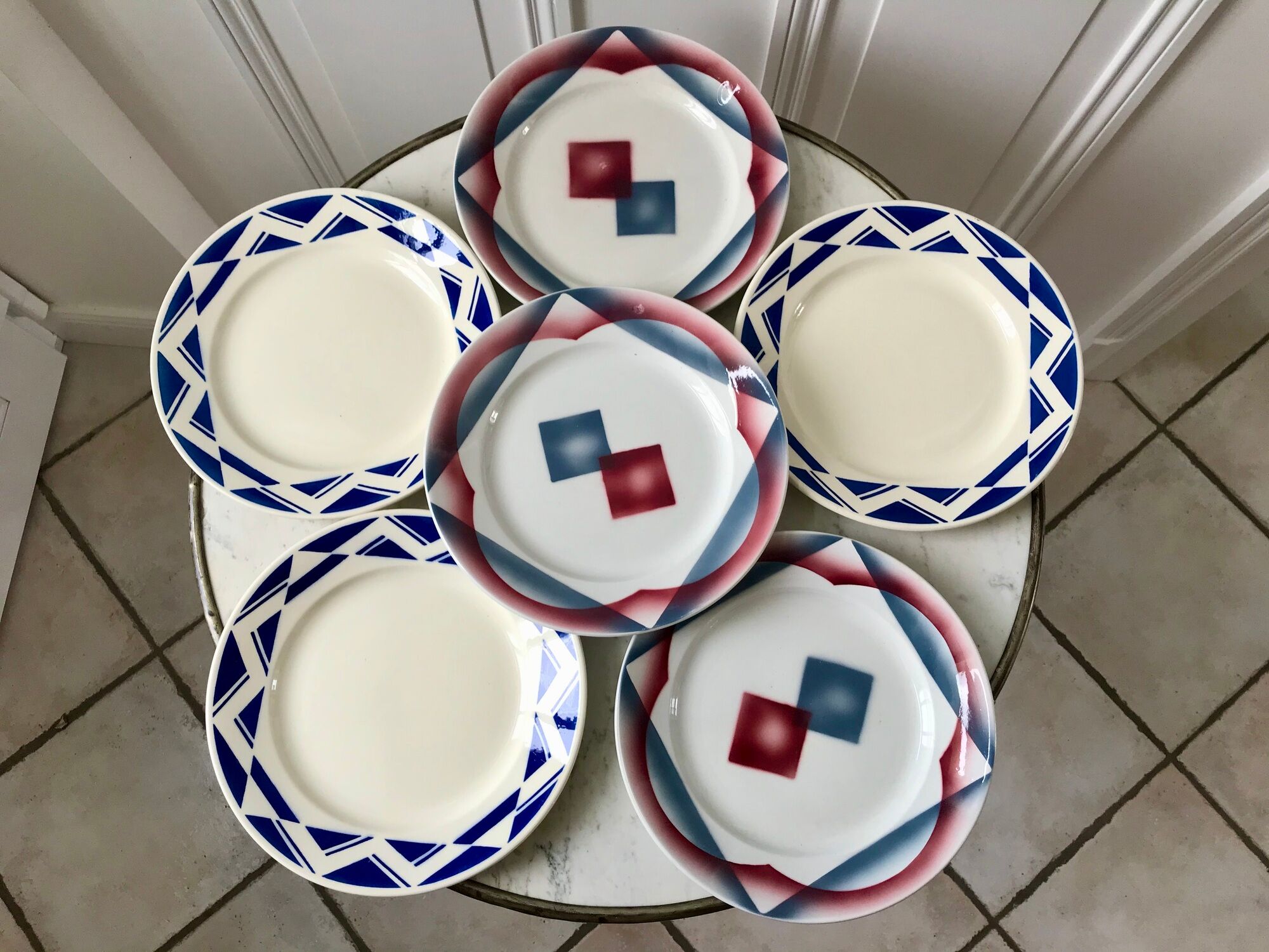 Set of 6 flat plates badonviller courville and sumatra 30s