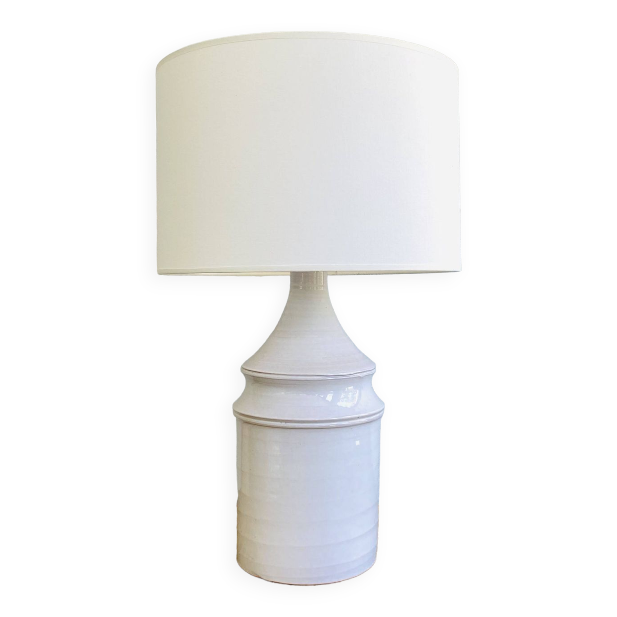 Ceramic lamp, fabric cable 2m, fabric shade