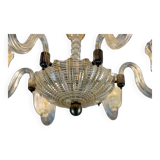 Venetian chandelier in gilded Murano glass with reticello pattern, 6 light arms, circa 1950