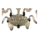 Venetian chandelier in gilded Murano glass with reticello pattern, 6 light arms, circa 1950