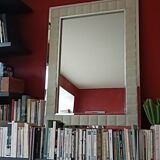 Large vintage tufted velvet mirror