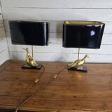 Paire de lampes canard en laiton des années 70