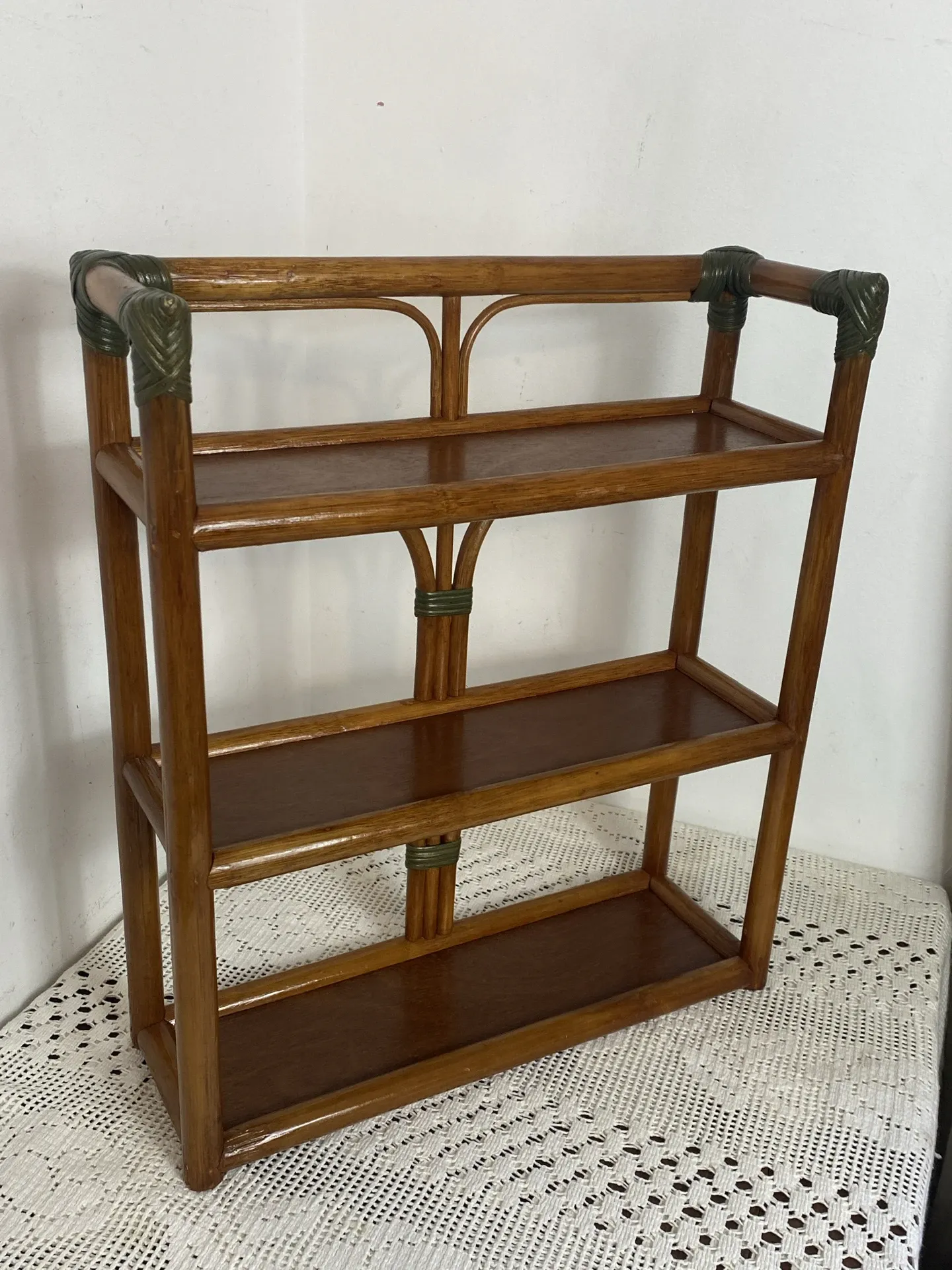 Bamboo and rattan shelf, 1970s