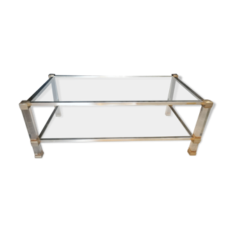 Pierre Vandel coffee table in lucite and gilded metal