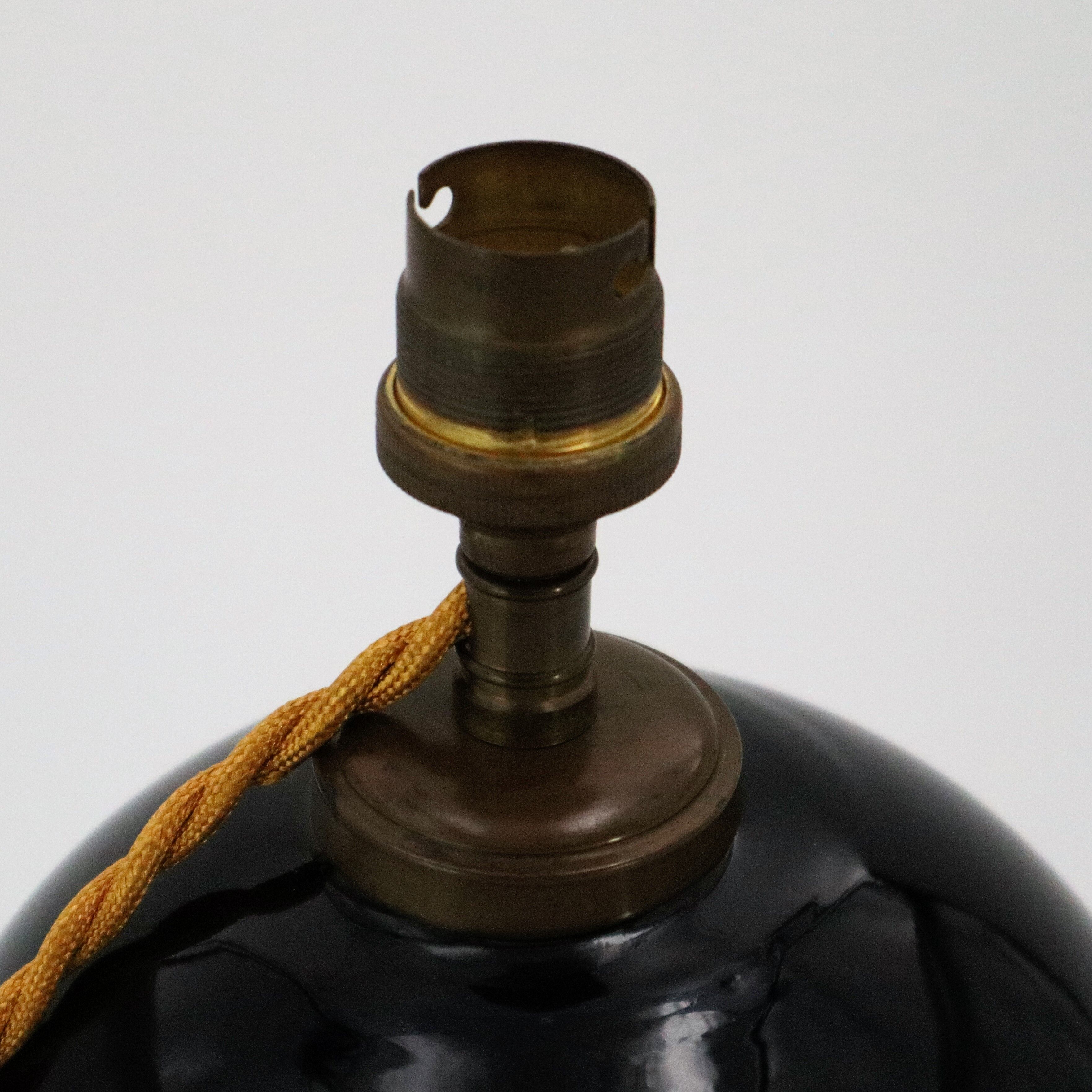 Art Deco black glass ball lamp 1930