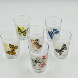 6 vintage butterfly glasses