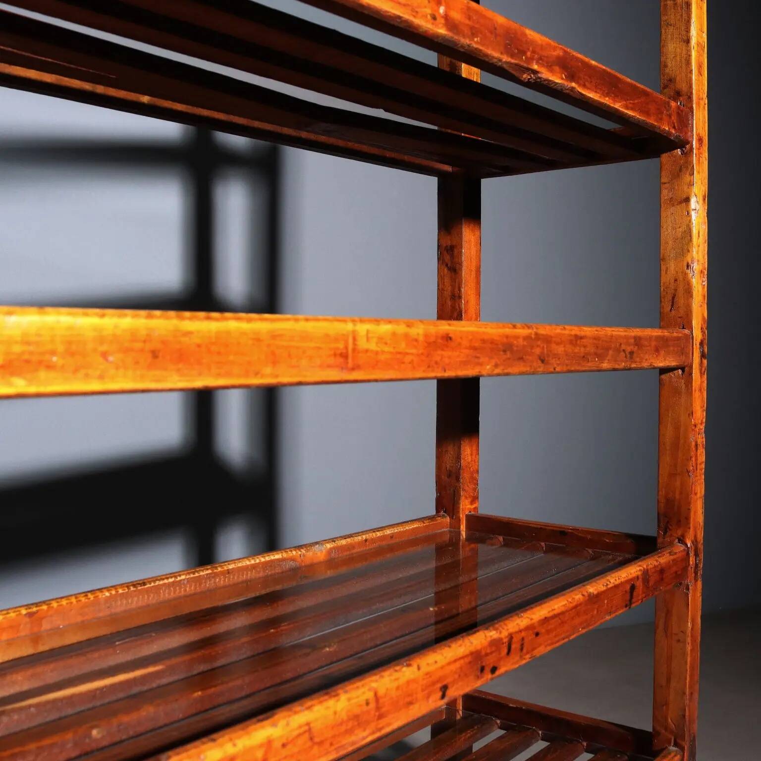 Antique library in painted fir walnut, Italy, early 20th century.