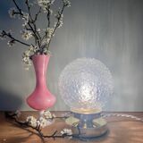 Vintage globe table lamp in molded glass