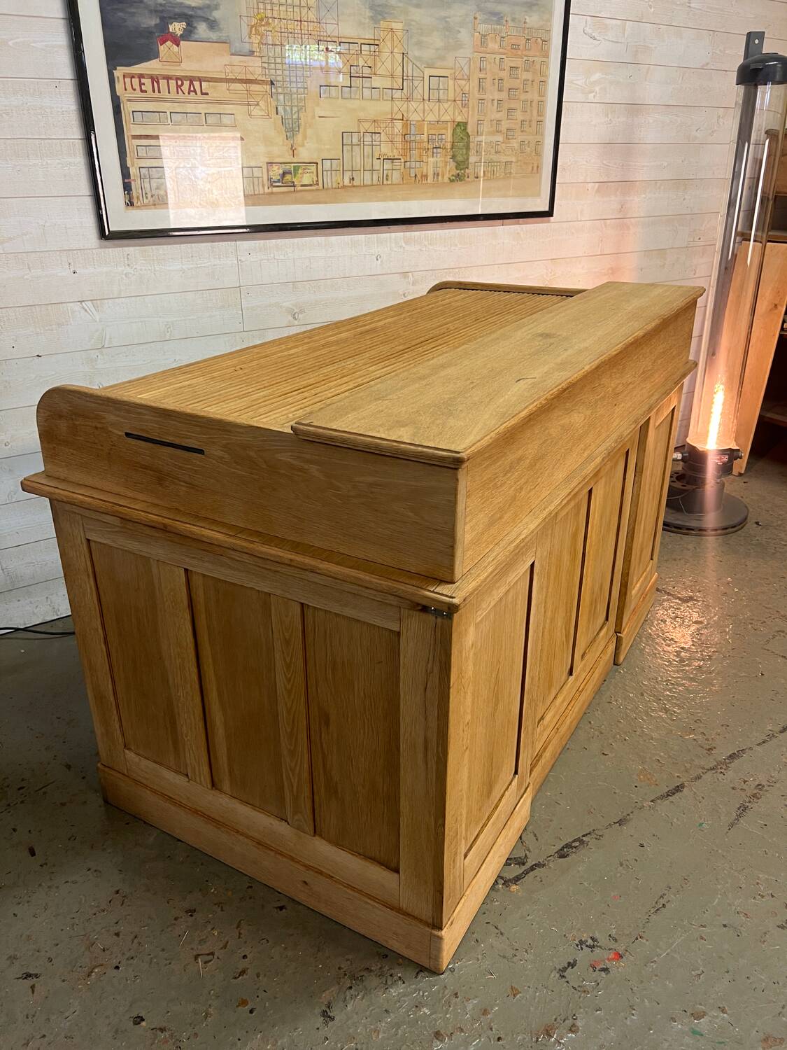 1920s American oak curtain desk