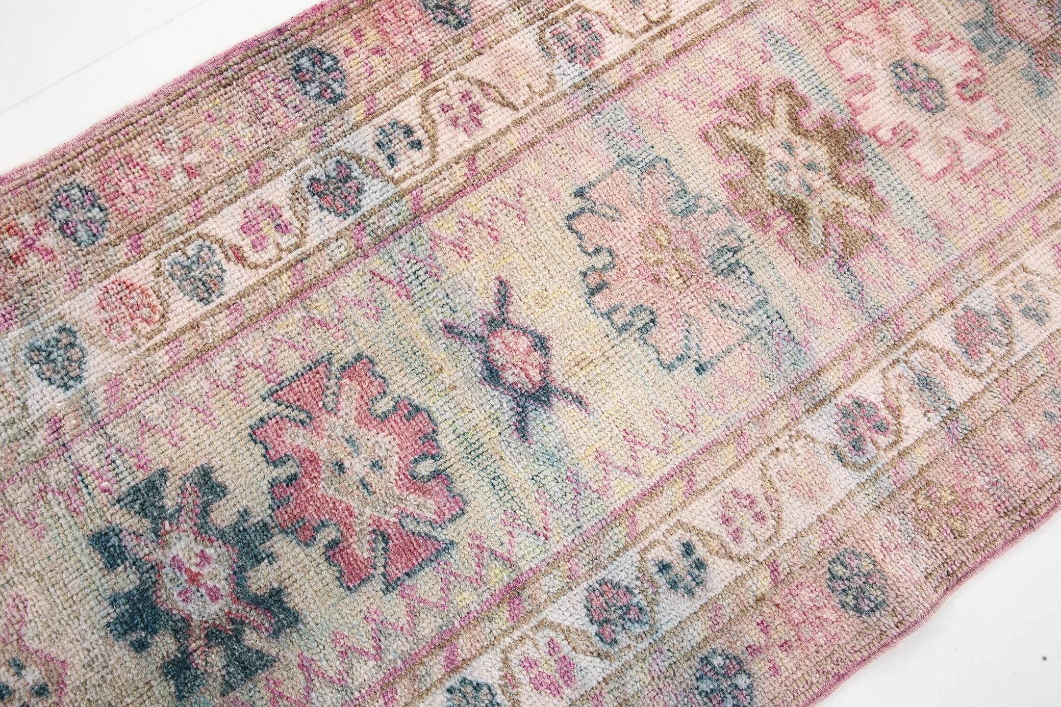 Soft & Dusty Pink Vintage Runner Rug, 78x360Cm