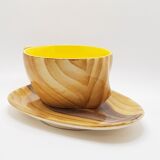 Tasse et soucoupe effet bois
