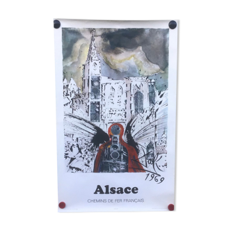 Original Alsace poster for sncf, Dali Salvador 1970 - 99x62cm