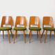Suite de 4 chaises Mondor vintage de marque Baumann en bois tissu bouclette