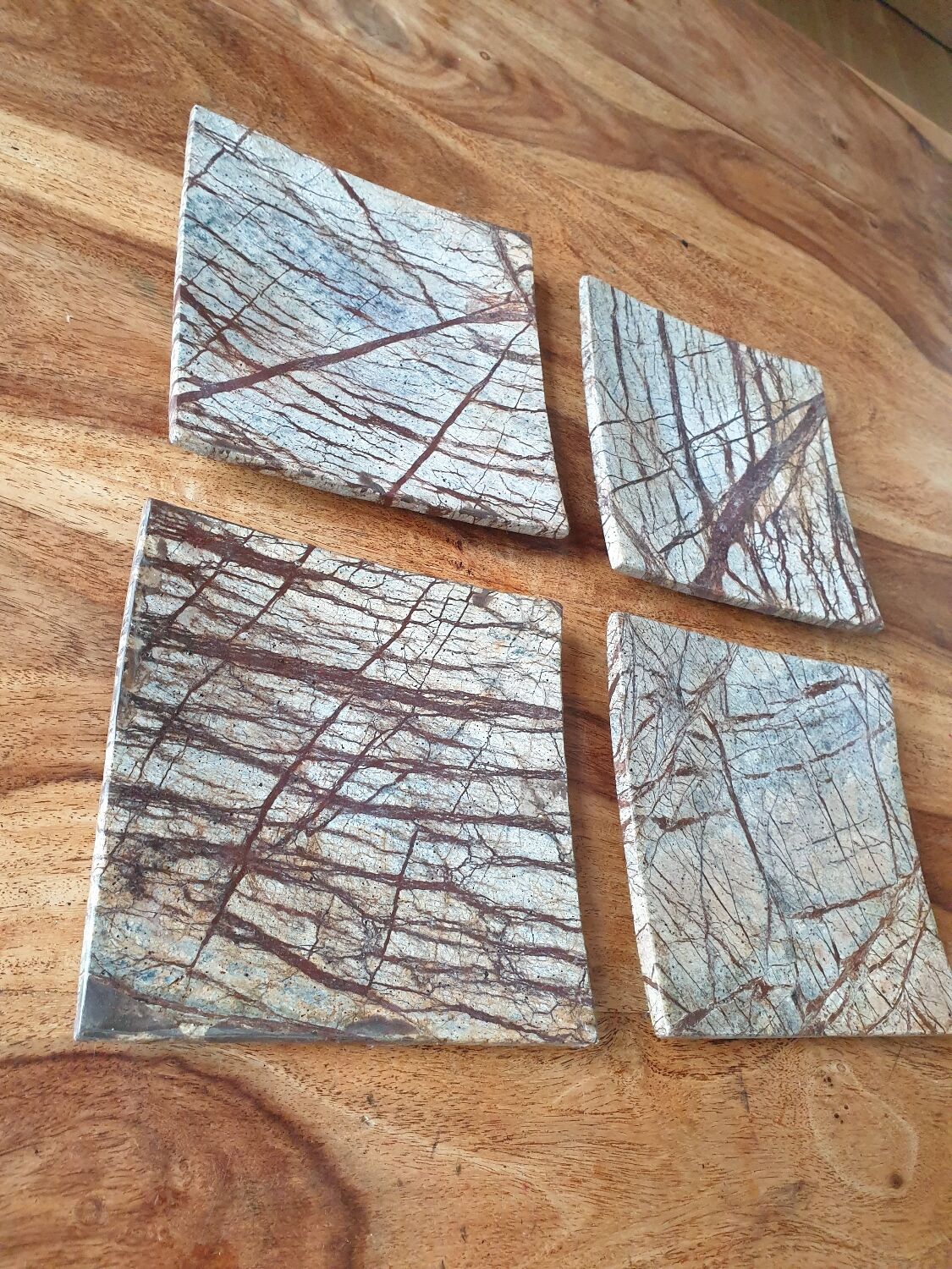 4 marbled stone cup plates