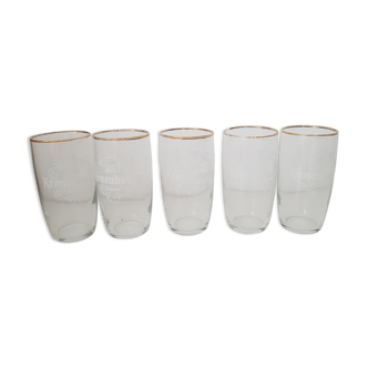 Vintage beer glasses - series of 5 of the brand KRONENBOURG (60's)