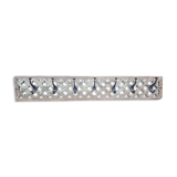 teak wall coat rack with 7 double cast iron hooks
