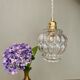 Vintage globe pendant lamp in transparent molded glass