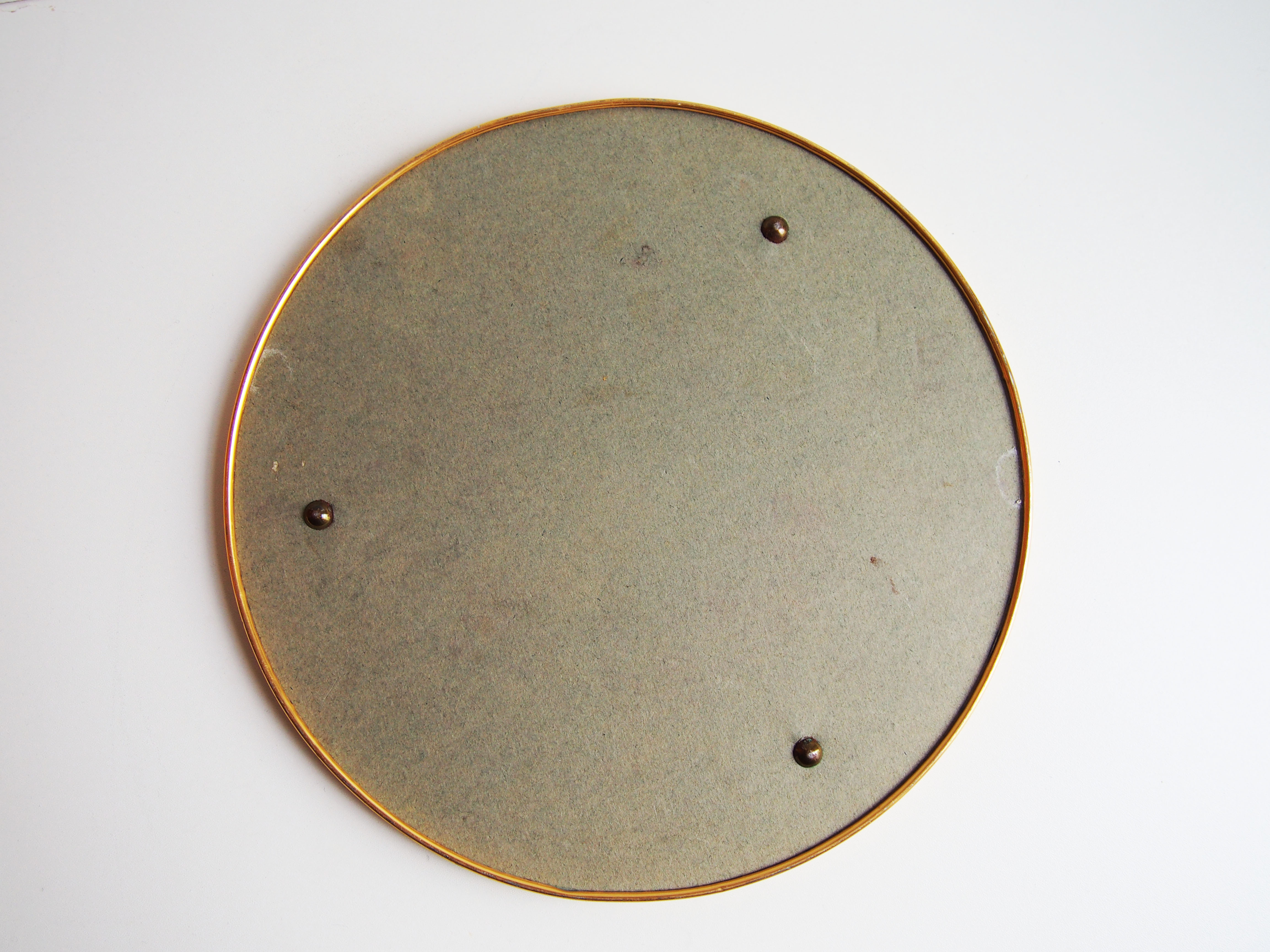 Golden round mirror tray