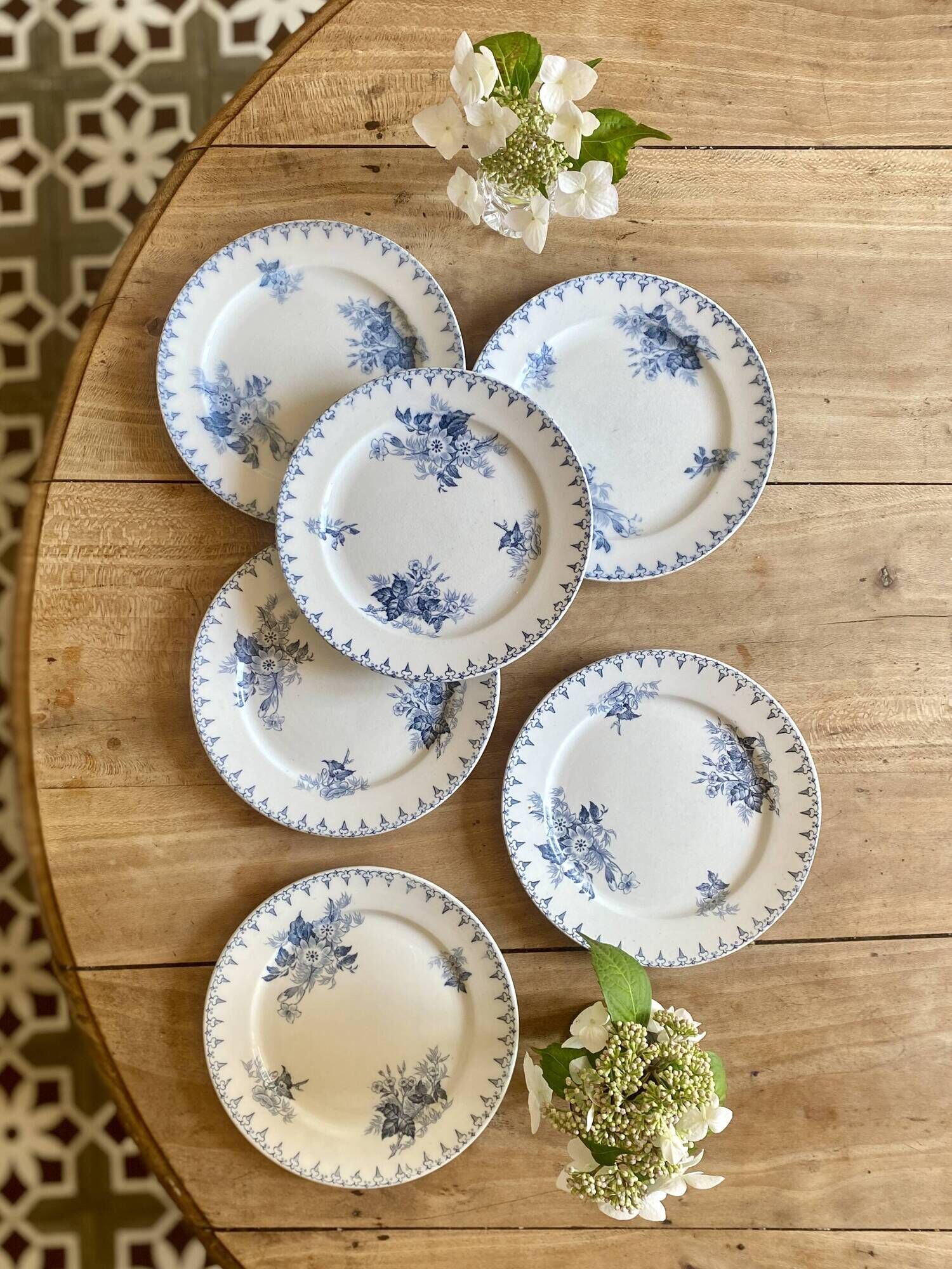 Set of 6 old dessert plates - Flore de Sarreguemines