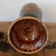 Vintage Mid-Century Modern Studio Pottery Tulip Lotus Bud Pedestal Vase - Earthen Brown & White Glaze