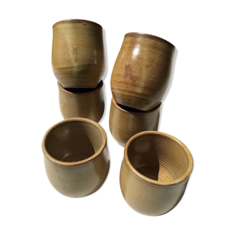 6 gobelets tasses terre cuite artisanale beige