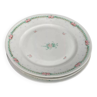 3 assiettes à dessert en porcelaine 1900