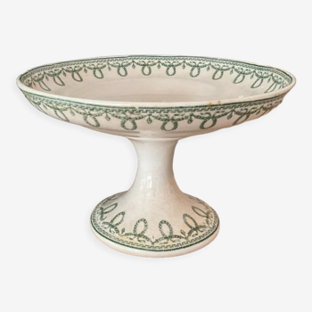 Compotier faience belge marque Boch frères Keramis La Louvière modèle Bonaparte style antique vert coupe fruits