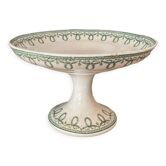 Compotier Belgian faience brand Boch brothers Keramis La Louvière model Bonaparte antique style green fruit cut