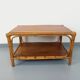 Table basse vintage en rotin et bois