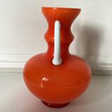 Orange opaline ball vase, vintage 70s