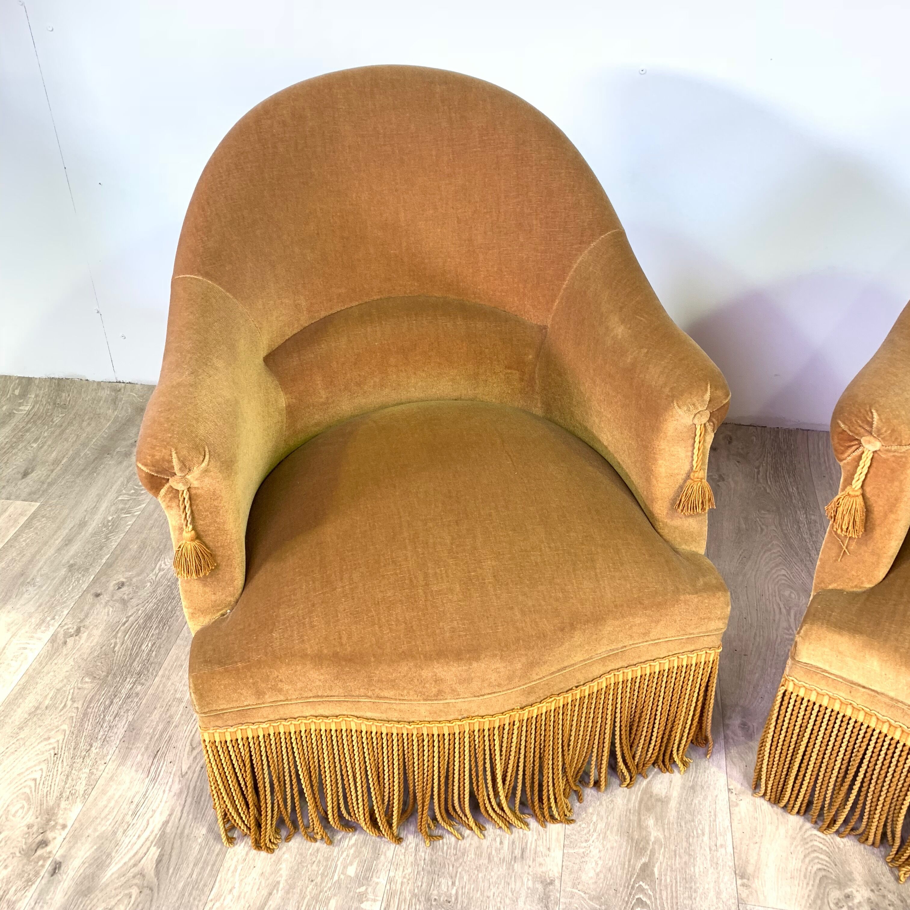 Pair of armchairs velvet yellow cl
