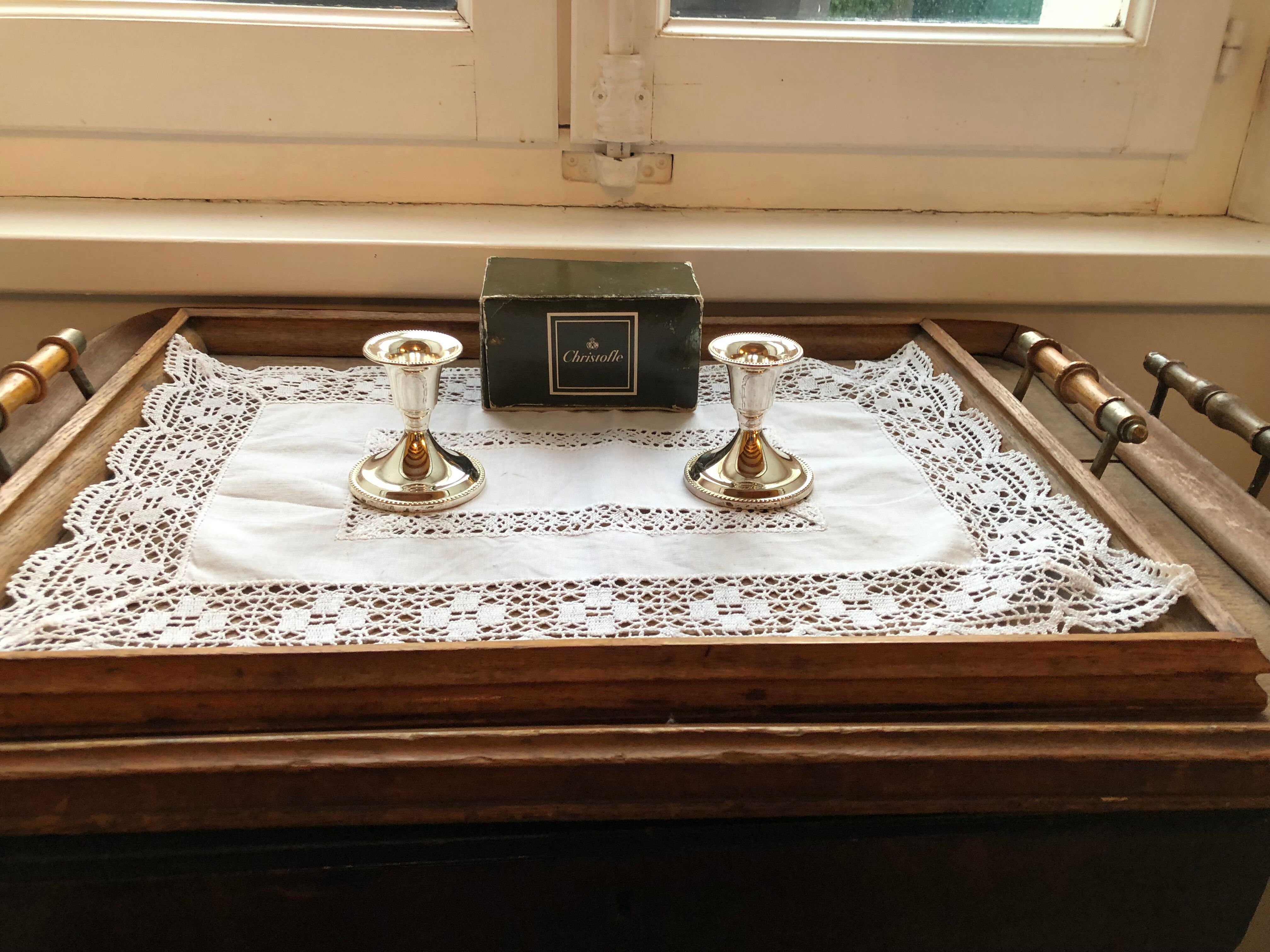 Pair of Christofle candle holders