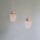 Pair of Art Deco Skyscraper-style pendant lights in frosted glass, 1920-30